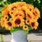 Artificial Sunflowers Silk Flower 6 Bundles Outdoor UV Resistant Fake Wildflowers Spring Decoration Faux Greenery Shrubs Plants for Home Indoor Outside Garden Vase Wedding Decor(Sunflower)